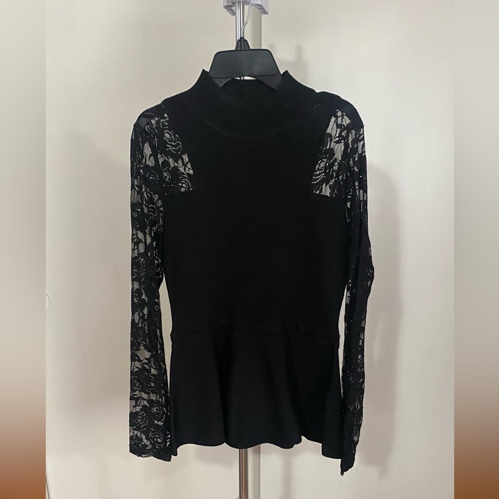 Long Sleeve Lace Black Shirt